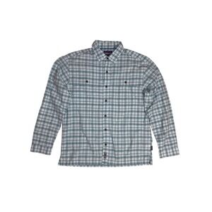 PATAGONIA Island Hopper II Shirt Mens M Blue Plaid Vented Fishing Long Sleeve